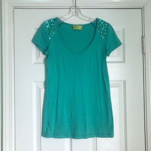 Teal Shirt with Sequins